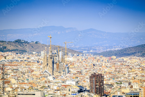 Barcelona panorama with Sagrada Familia  Spain