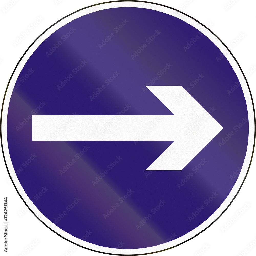 Road sign used in Hungary - Turn right