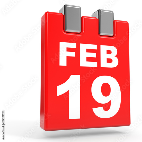 February 19. Calendar on white background.