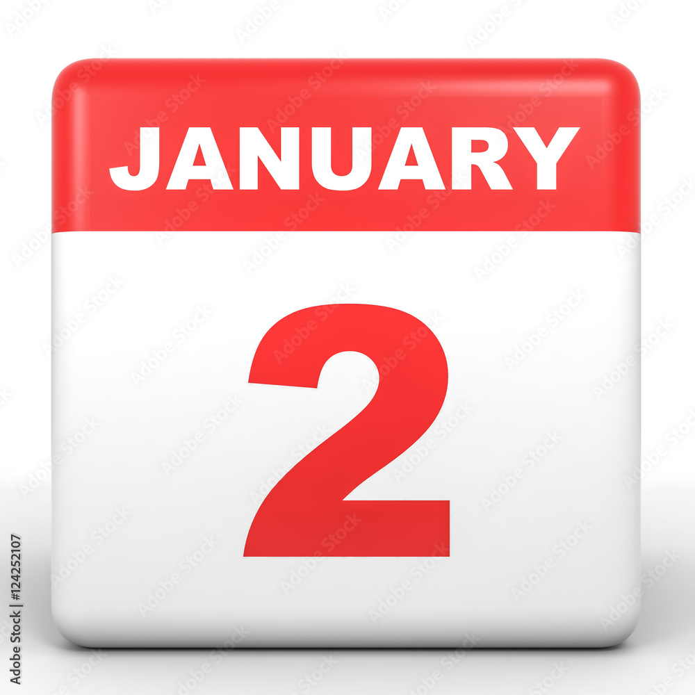 January 2. Calendar on white background. January 2. Calendar on white background.