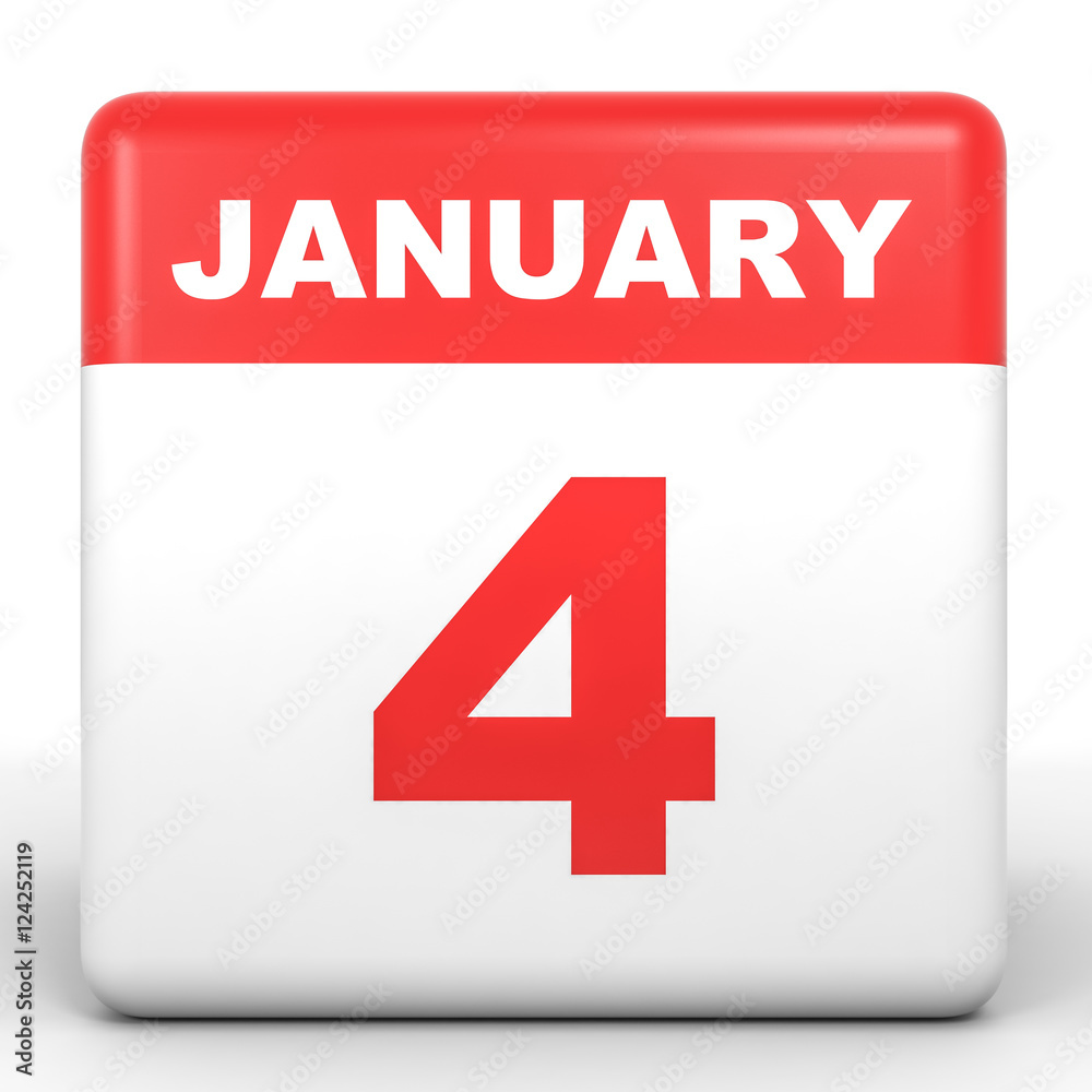 January 4. Calendar on white background. January 4. Calendar on white background.