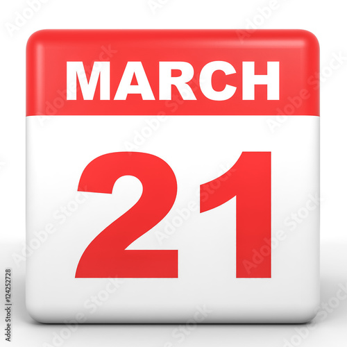 March 21. Calendar on white background.