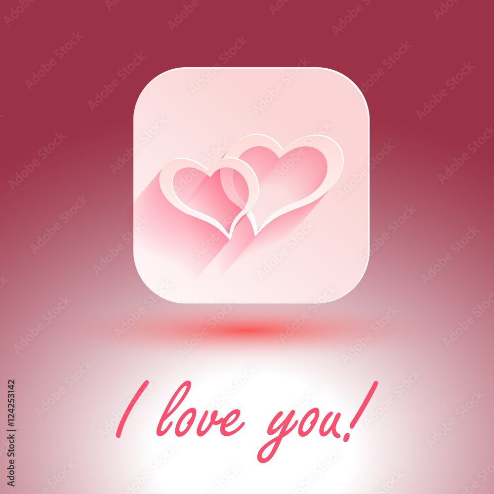 I Love You Vector stylish design. hearts with shadows for designs of wedding, invitations. EPS10
