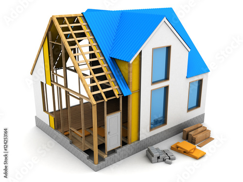 Fototapeta Naklejka Na Ścianę i Meble -  frame house construction