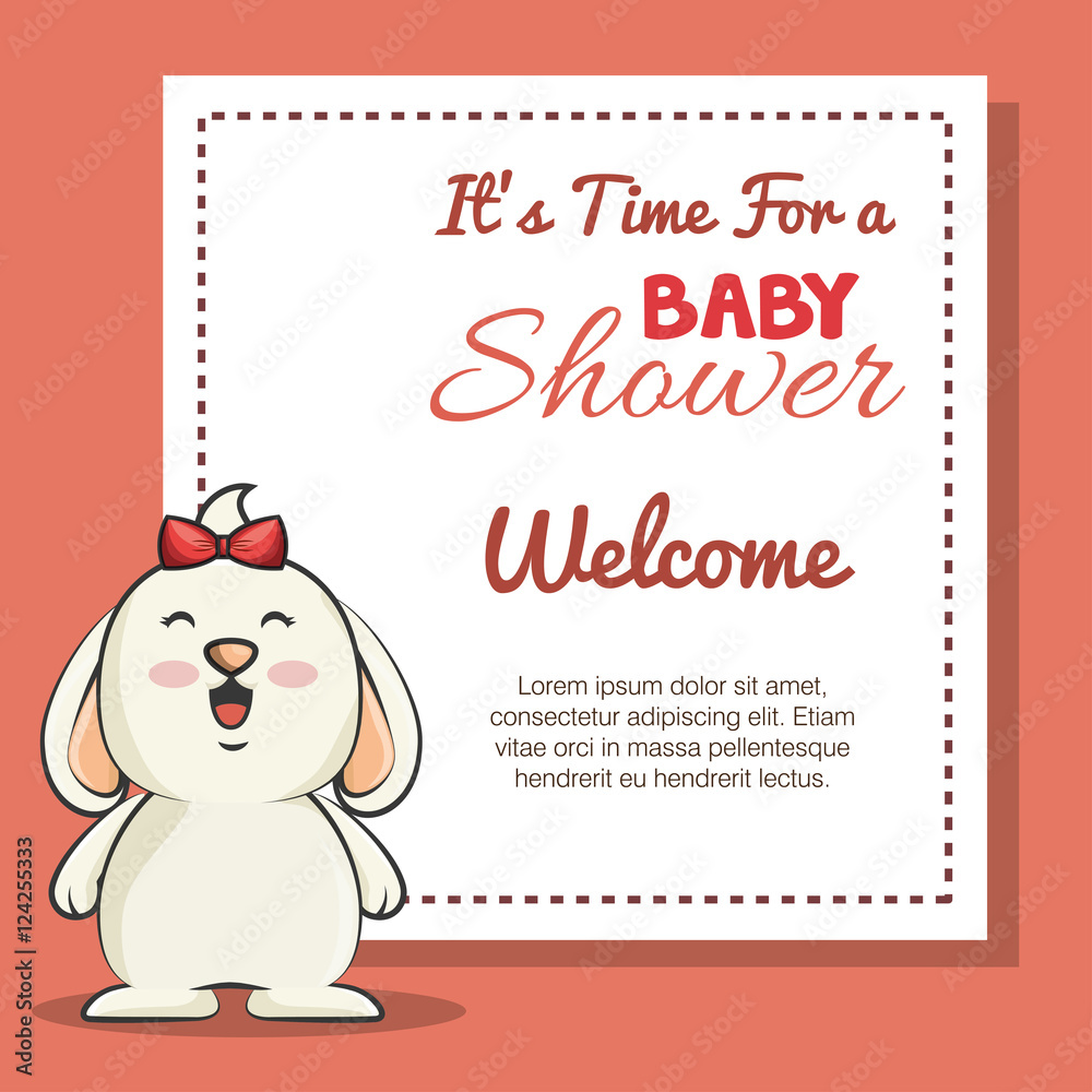 Obraz premium baby shower invitation with cute animal vector illustration design
