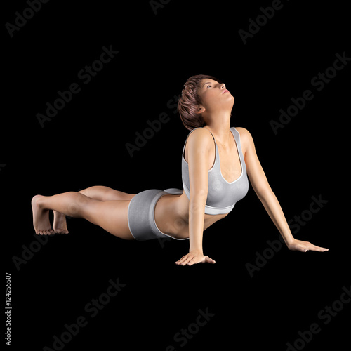 Dehnübungen und Stretching – junge Frau in Dehnen-Position