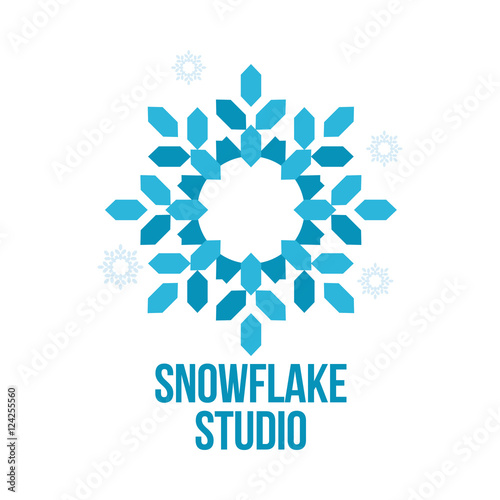 blue and white snowflake vector logo templates isolated on white background. abstract snowflake logo, frozen product, Christmas celebration, winter activities logo design