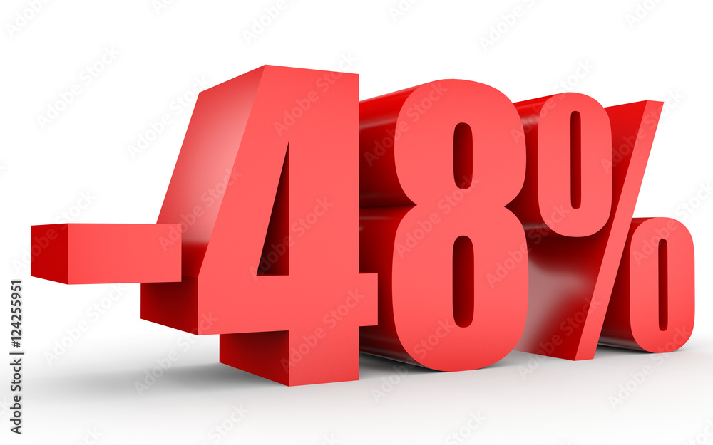Discount 48 percent off. 3D illustration on white background. Discount 48 percent off. 3D illustration on white background.