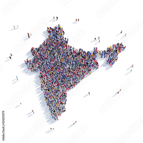 Fotografie, Obraz people group shape map India