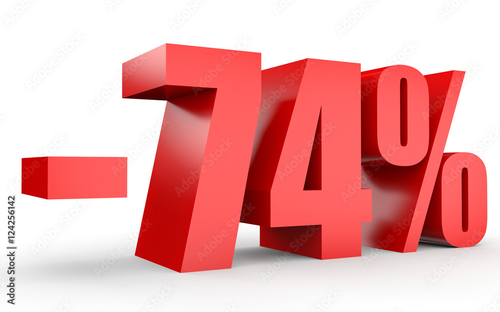 Discount 74 percent off. 3D illustration on white background. Discount 74 percent off. 3D illustration on white background.