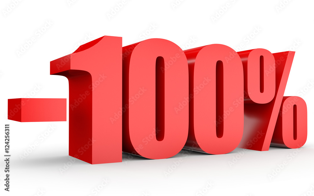 Discount 100 percent off. 3D illustration on white background. Discount 100 percent off. 3D illustration on white background.