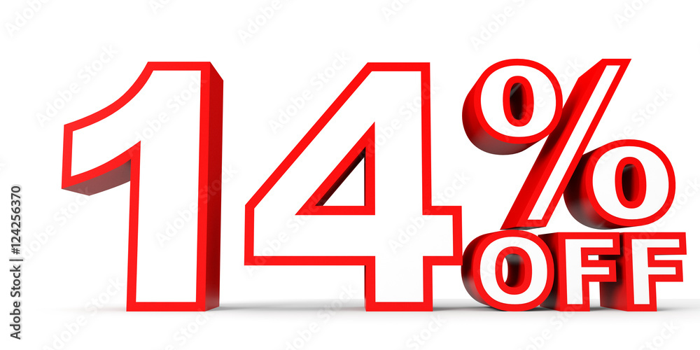 Discount 14 percent off. 3D illustration on white background. Discount 14 percent off. 3D illustration on white background.