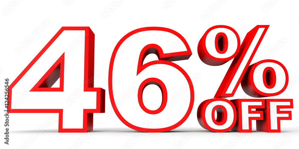 Discount 46 percent off. 3D illustration on white background. Discount 46 percent off. 3D illustration on white background.