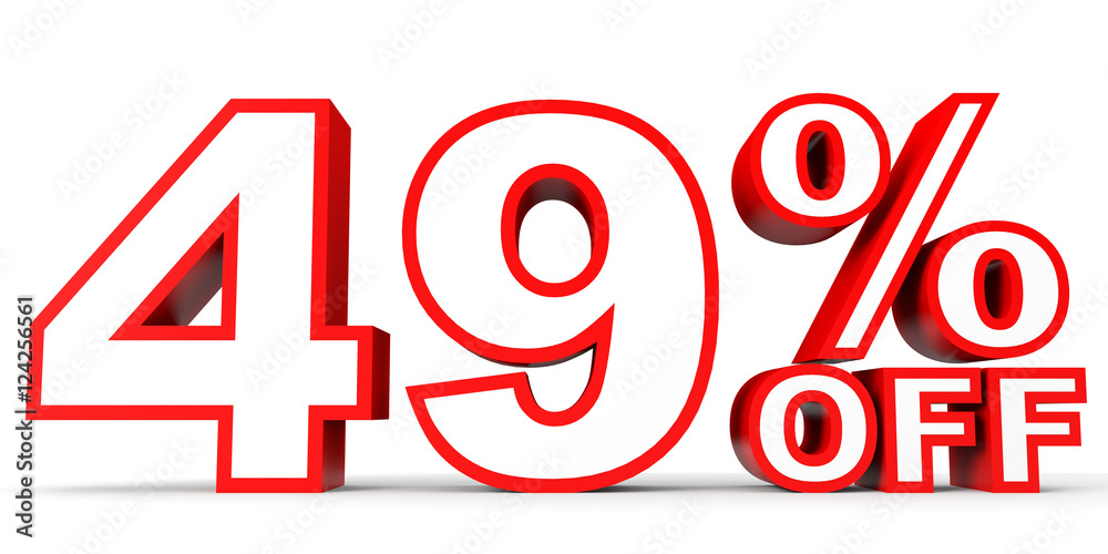 Discount 49 percent off. 3D illustration on white background. Discount 49 percent off. 3D illustration on white background.