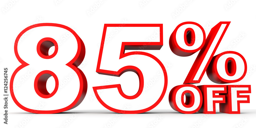 Discount 85 percent off. 3D illustration on white background. Discount 85 percent off. 3D illustration on white background.