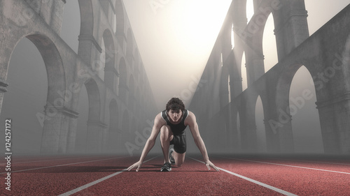 Athlete running track column