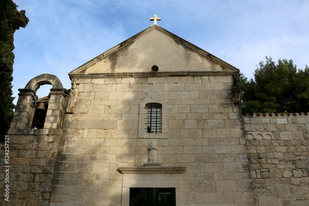 Historic church and cemetery in park Sustipan. In Split, Croatia.