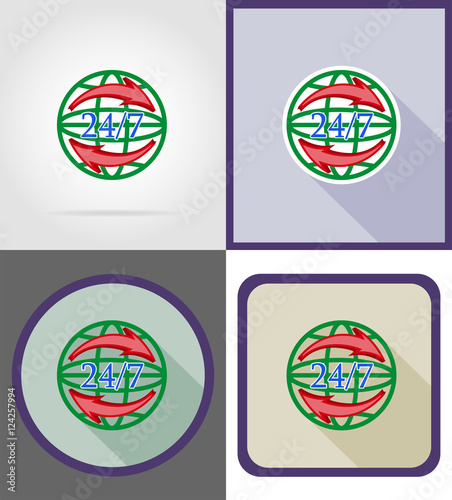 symbol delivery worldwide round the clock flat icons vector illu