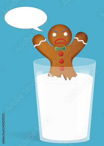 Gingerbread man in milk glass. Funny and angry