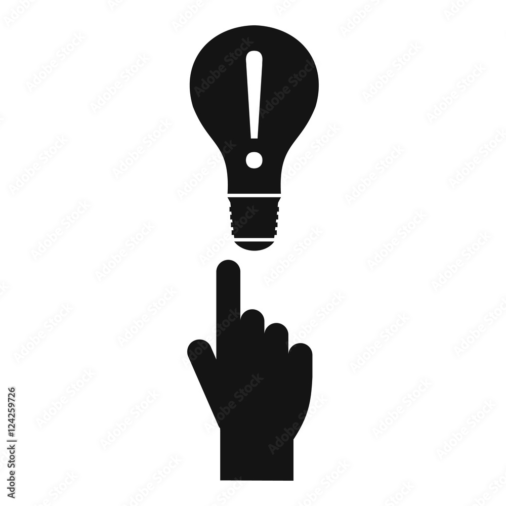 A finger pointer and light bulb icon. Simple illustration of finger pointer and light bulb vector icon for web A finger pointer and light bulb icon. Simple illustration of finger pointer and light bulb vector icon for web