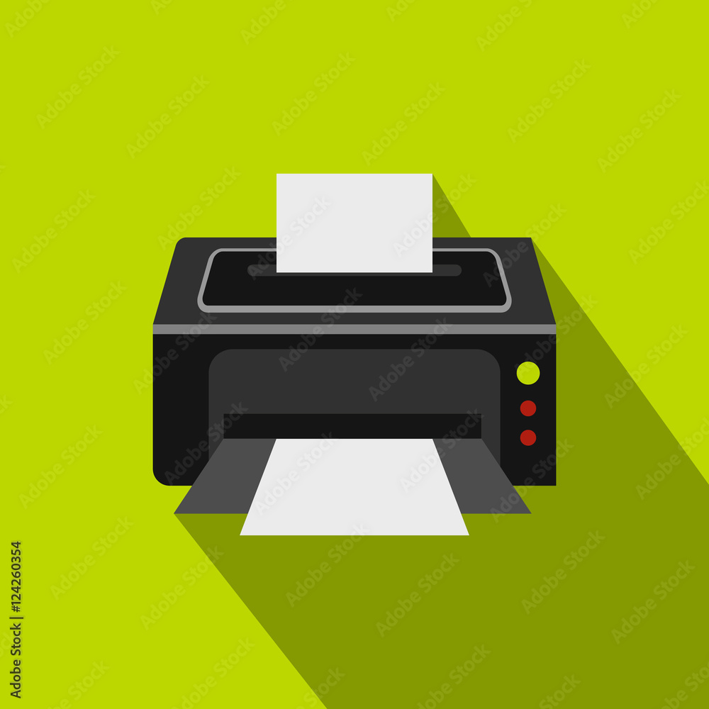 Photo printer icon. Flat illustration of photo printer vector icon for web isolated on lime background Photo printer icon. Flat illustration of photo printer vector icon for web isolated on lime background