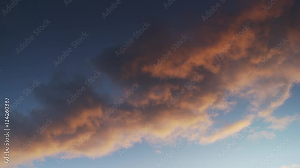 Wide shot of cloudscape during sunset