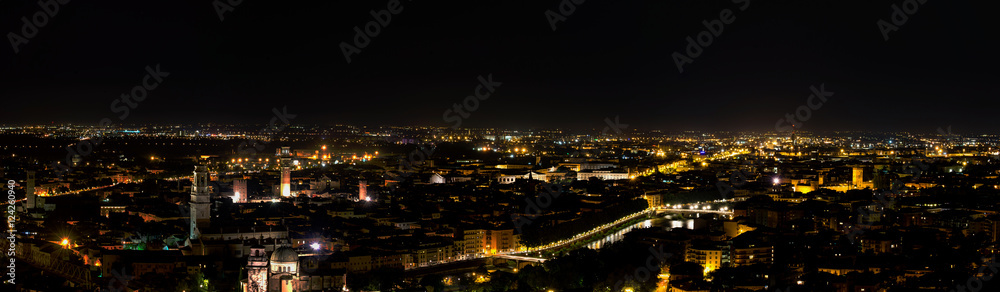 Verona by night medieval Roman town near the river adige stone bridge