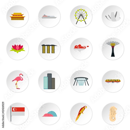 Photography Singapore icons set
