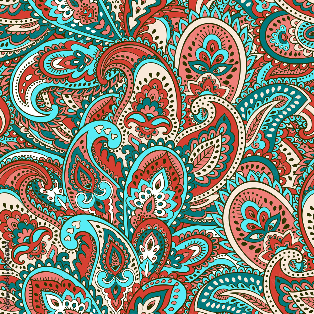 Beautiful Indian floral paisley seamless ornament print. Ethnic 