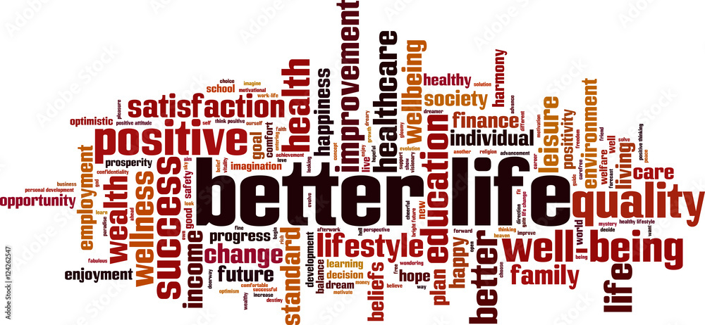 Better life word cloud concept. Vector illustration Better life word cloud concept. Vector illustration