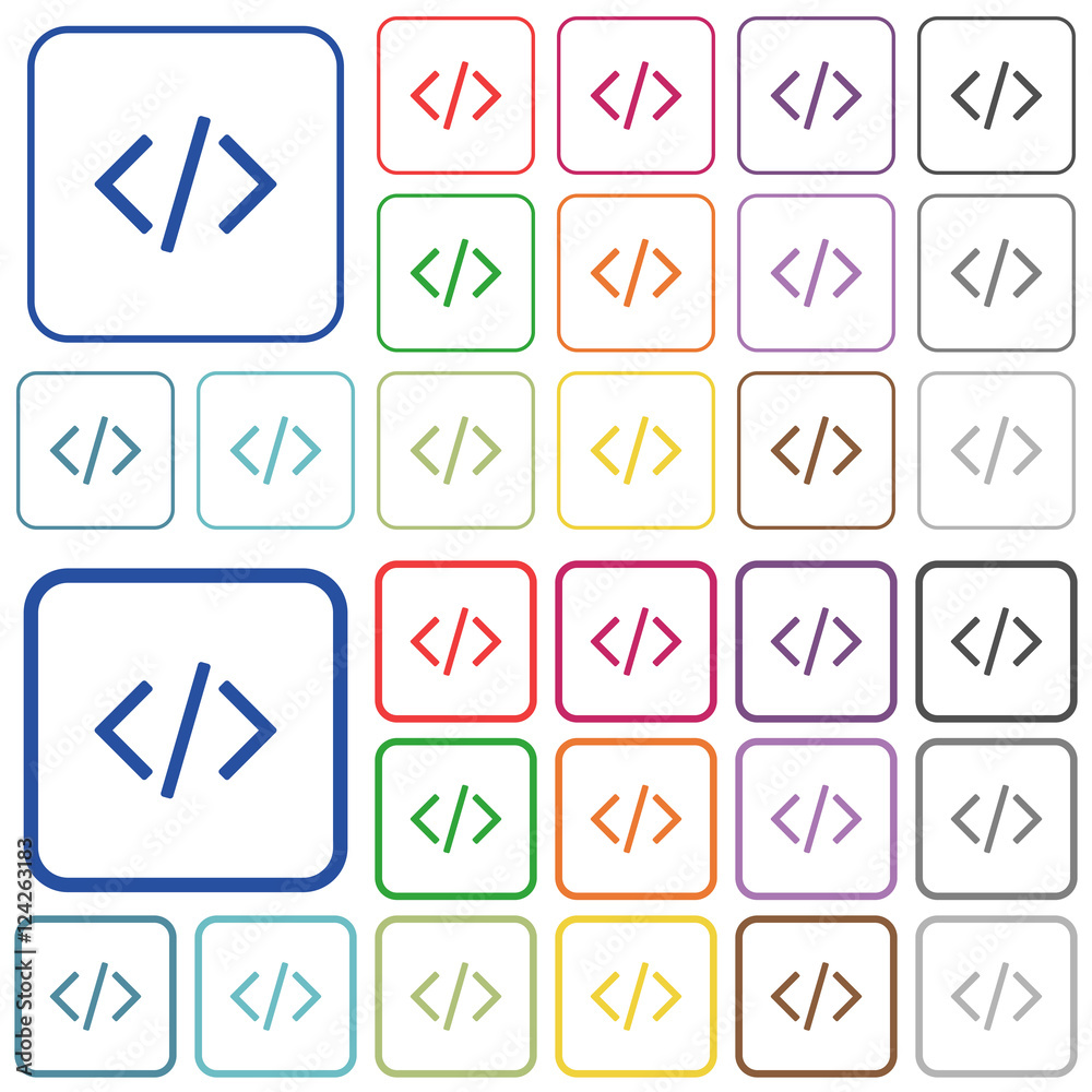 Programming code color outlined flat icons Stock Vector | Adobe Stock