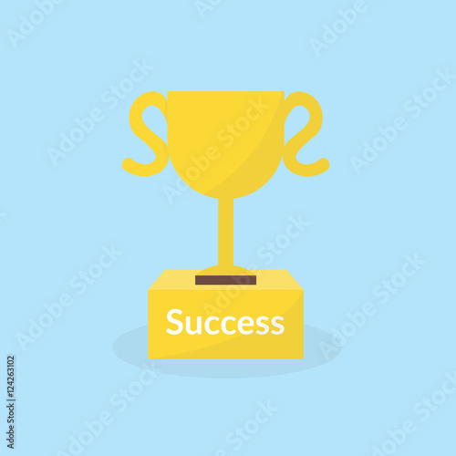 Success concept by the trophy on the podium