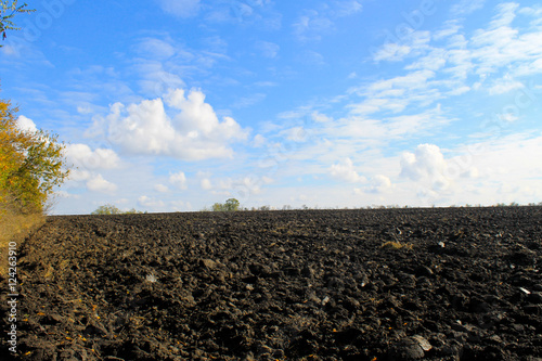 Plowed field on autumn