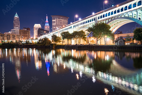 Cleveland Ohio Night Skyline