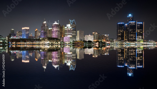 Detroit Michigan Night Skyline © pabrady63