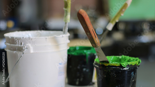 Canvas Print Screen Printing Ink Buckets