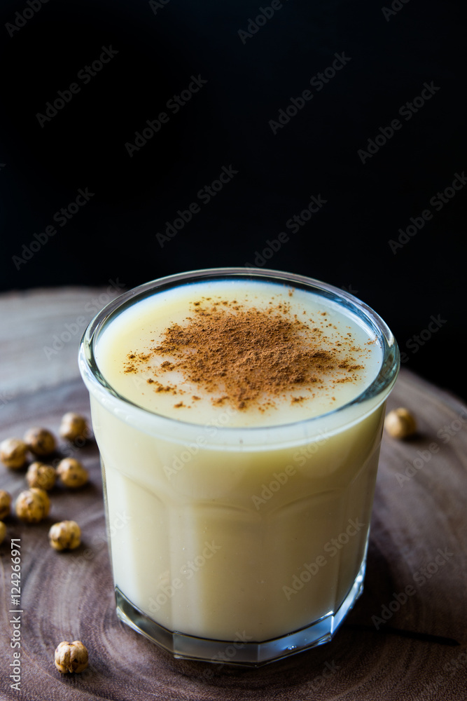 Boza or Bosa, traditional Turkish drink with roasted chickpea