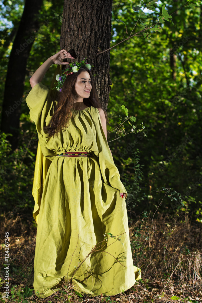 Fantasy Fairy Tale Forest , young woman posing as nymph Fantasy Fairy Tale Forest , young woman posing as nymph