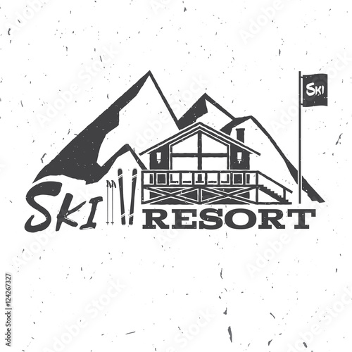 Ski resort concept with ski house.