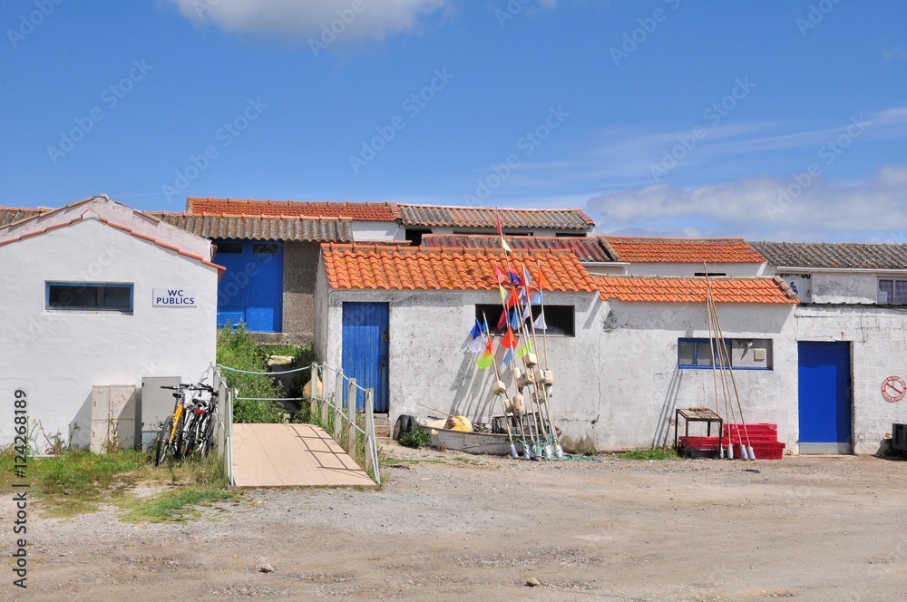 Maisons typiques de pêcheurs sur l'île de Noirmoutier