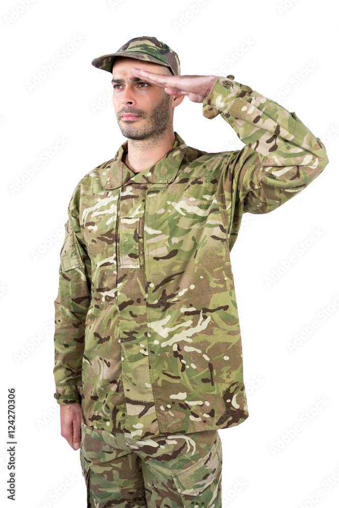 Confident soldier saluting Confident soldier saluting