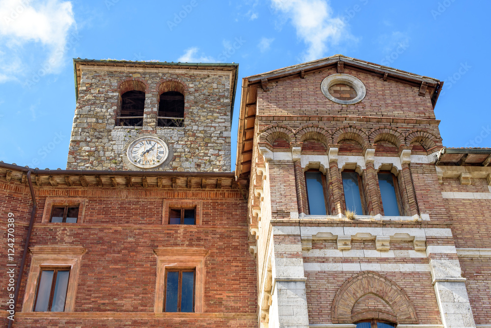 old architecture and clock tower, italy old architecture and clock tower, italy