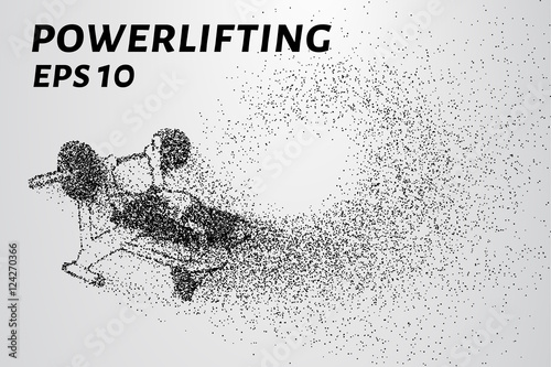 Powerlifting from the particles. Powerlifting of dots and circles. Powerlifting breaks down into smaller molecules. Vector illustration