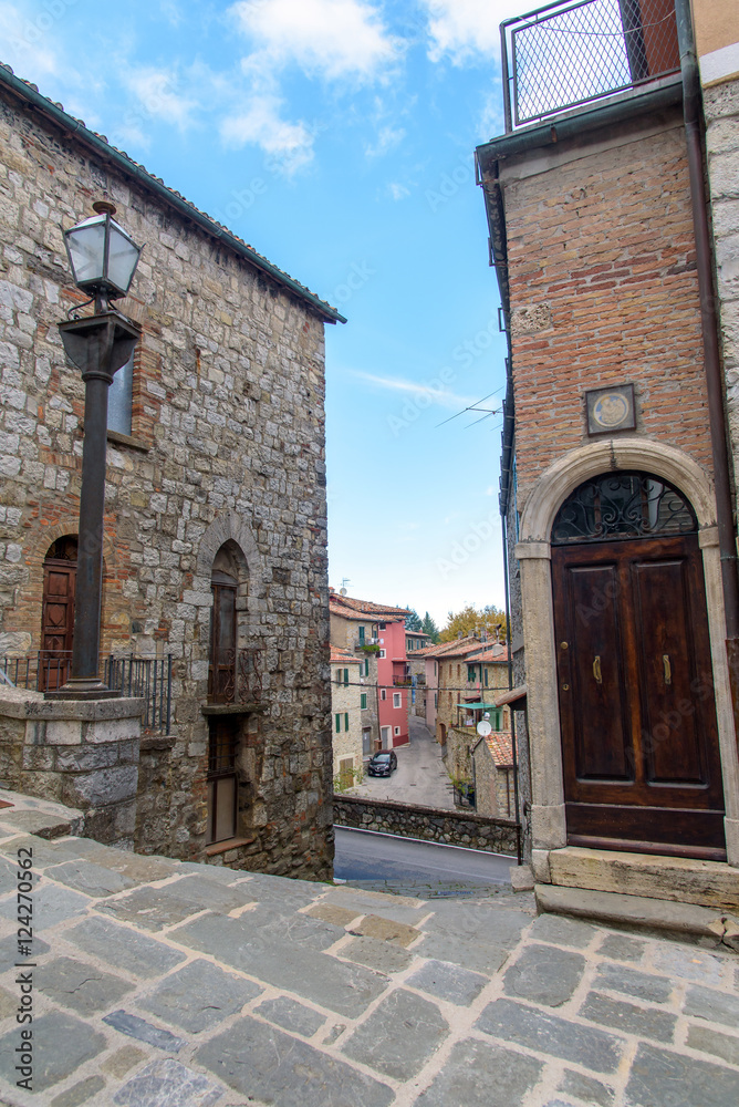 old architecture in the tuscan village, Montieri, italy