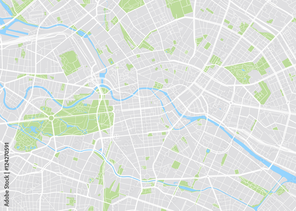 Berlin colored vector map - obrazy, fototapety, plakaty 