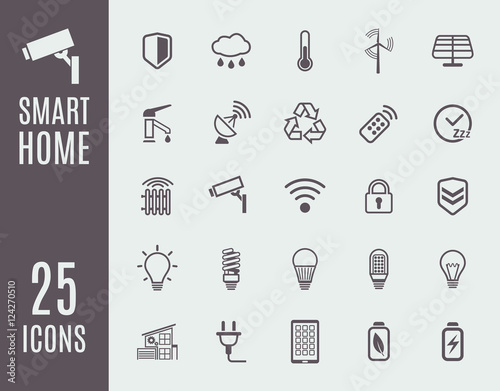 Smart home thin line icon set. Automation control systems. Vector illustration