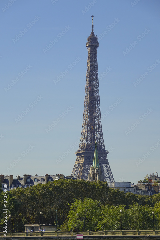 The Eiffel Tower in Paris - view from Alexandre III Bridge