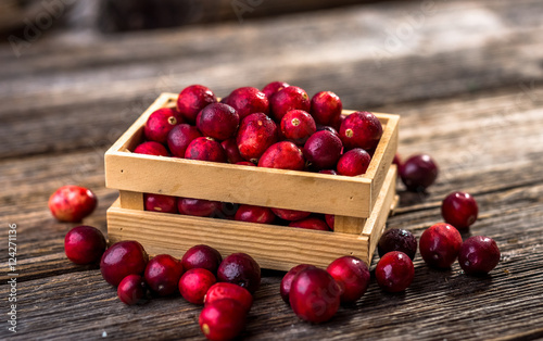 Fresh cranberry on wooden background