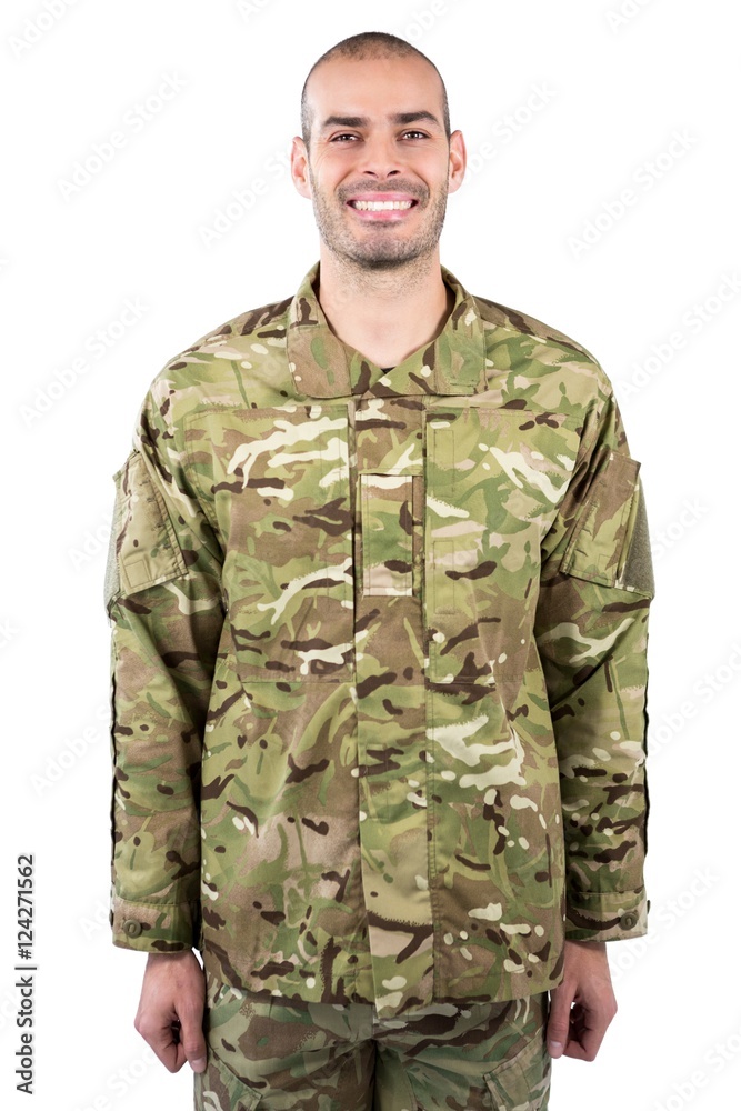 Portrait of smiling soldier standing