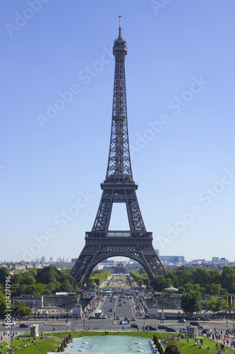 Fototapeta Naklejka Na Ścianę i Meble -  Famous Eiffel Tower in Paris - most famous landmark in the city